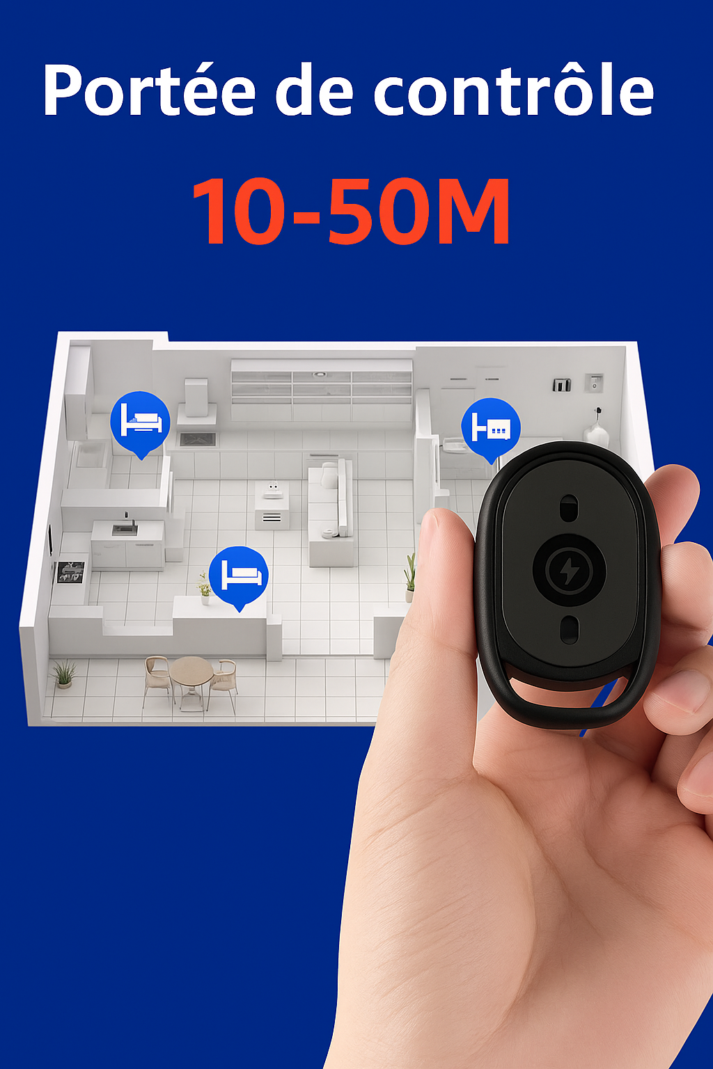 Interrupteur intelligent sans fil – Contrôle à distance jusqu’à 50m, sans câblage